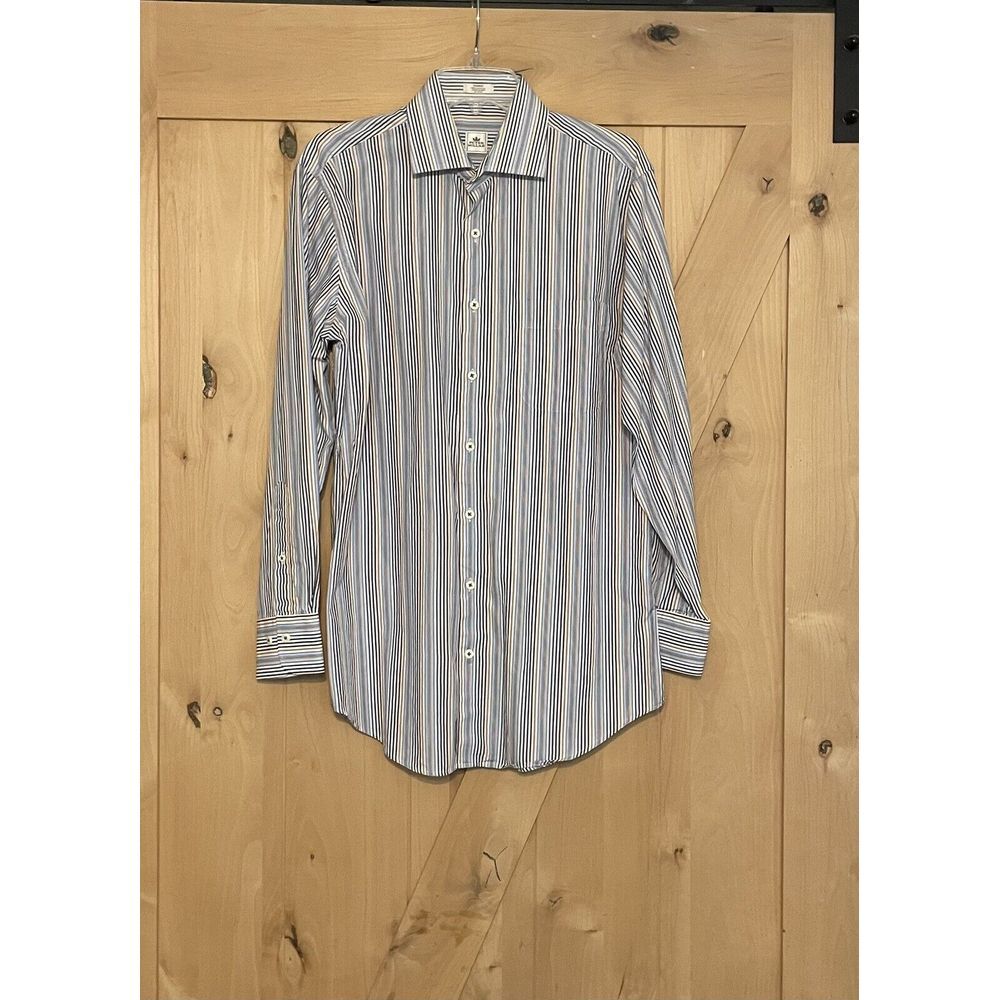 Peter Millar Men's Long Sleeve Button Up Striped Shirt 100% Cotten‎ Sz M